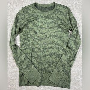 Lululemon Swiftly Breathe Long Sleeve Dot Scape Rainforest Green Shirt READ